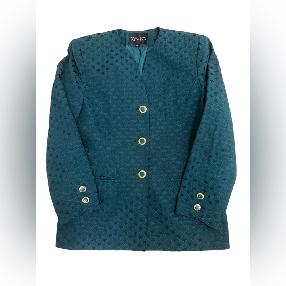 Executive Collection Women's Teal Quilted Blazer Size 12